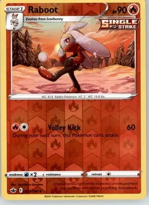 Raboot - Chilling Reign - 027/198 - Reverse Holo LP Pokemon - Pokémon Card Single