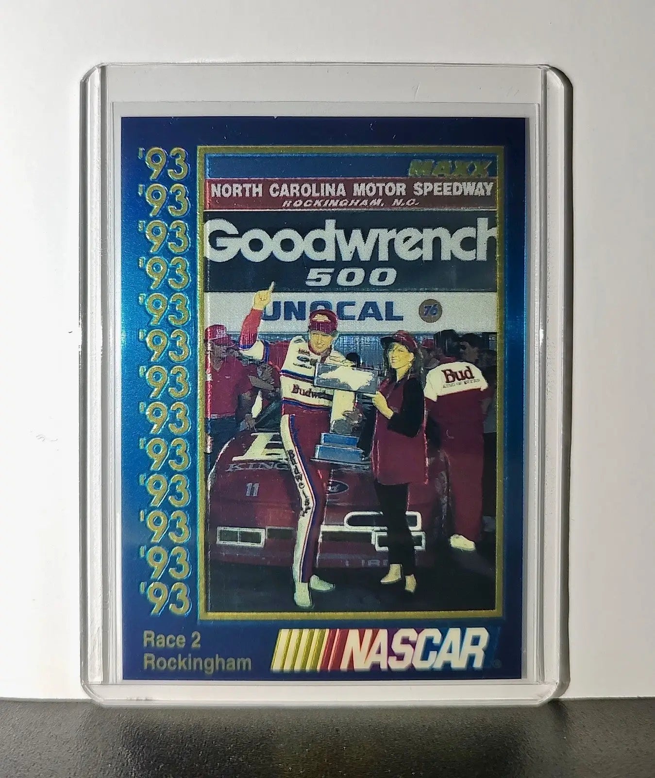 Race 2 Rockingham YR 1993 Maxx Premier Plus Racing #180 NASCAR Card