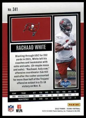 Rachaad White Rookie 2022 Score #341 Tampa Bay Buccaneers - Football Card Single
