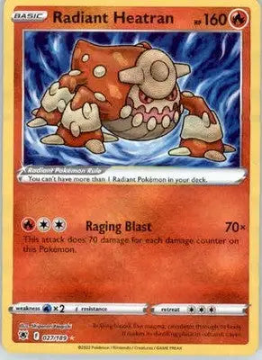 Radiant Heatran - SWSH10: Astral Radiance - 027/189 - Holo NM - Pokémon Card Single
