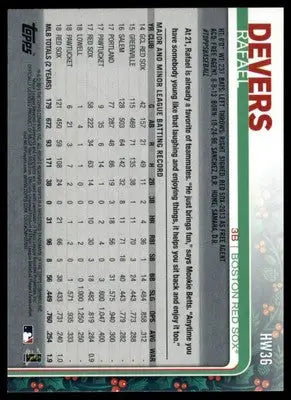 Rafael Devers 2019 Topps Holiday Metallic #HW36 Boston Red Sox - Baseball Card Single