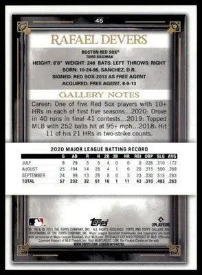 Rafael Devers 2021 Topps Gallery #45 Boston Red Sox - Baseball Card Single