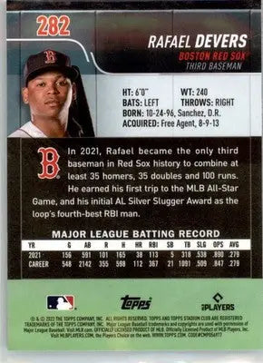 Rafael Devers - 2022 Stadium Club Chrome - #282 - Baseball - Baseball Card Single