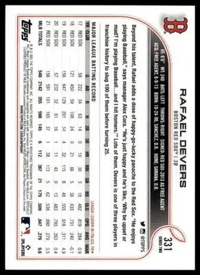 Rafael Devers 2022 Topps #331 Boston Red Sox