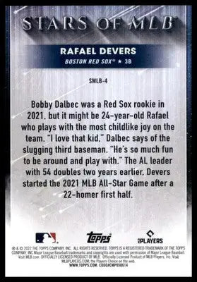 Rafael Devers 2022 Topps Stars of MLB #SMLB-4 Boston Red Sox - Baseball Card Single