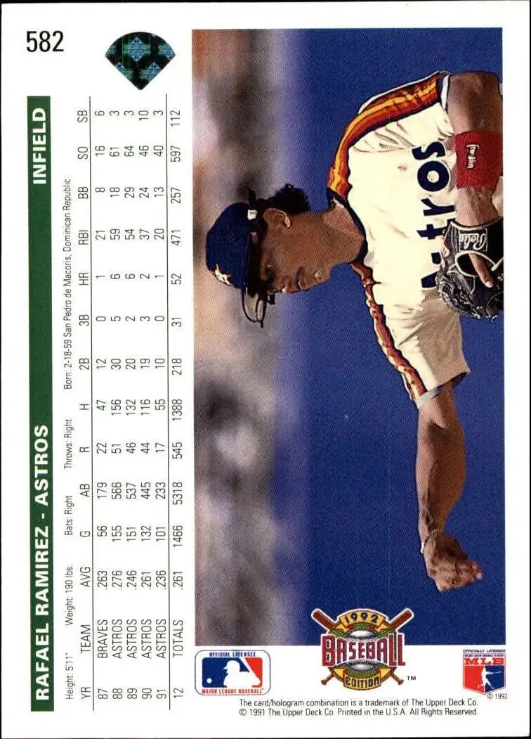 Rafael Ramirez 1992 Upper Deck MLB #582 Baseball Card Houston Astros