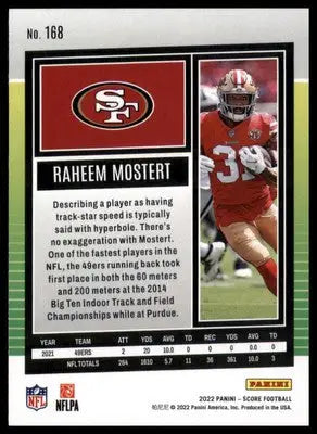 Raheem Mostert 2022 Score Gold #168 San Francisco 49ers - Football Card Single