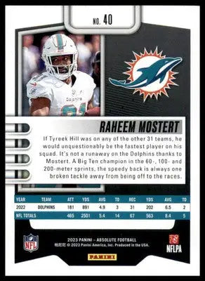 Raheem Mostert 2023 Panini Absolute Retail #40 Miami Dolphins - Football Card Single