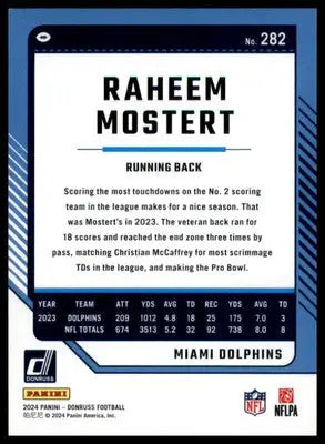 Raheem Mostert 2024 Donruss #282 Miami Dolphins - Football Card Single