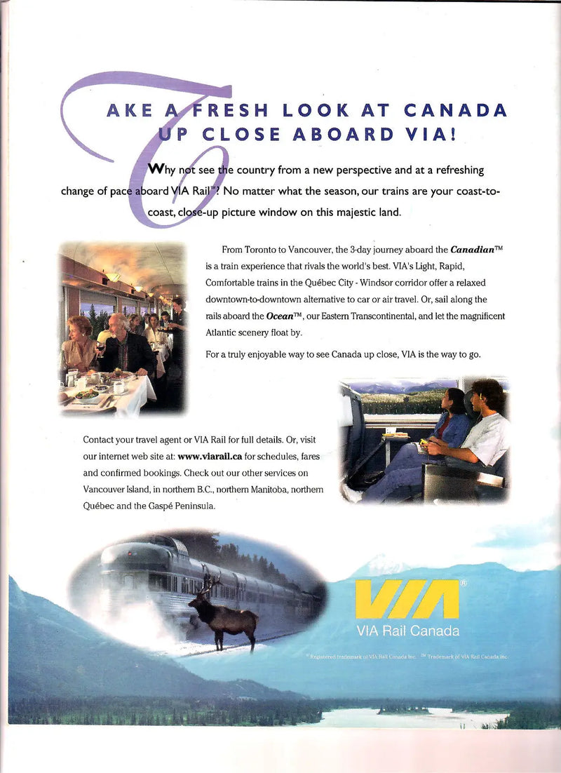 Travel advertisement for VIA Rail Canada featuring Copper Canyon in the Rose City Portland