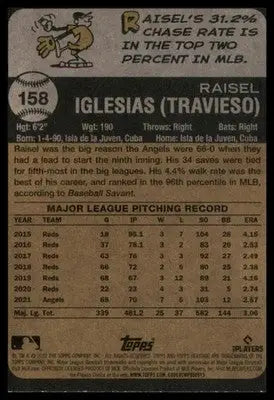 Raisel Iglesias 2022 Topps Heritage #158 Los Angeles Angels - Baseball Card Single