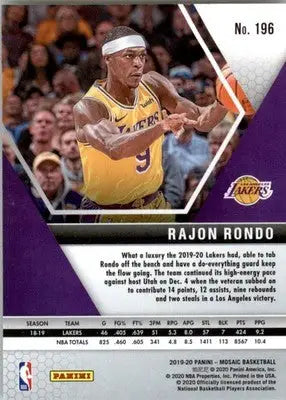 Rajon Rondo - 2019-20 Panini Mosaic - #196 - Basketball - Basketball Card Single