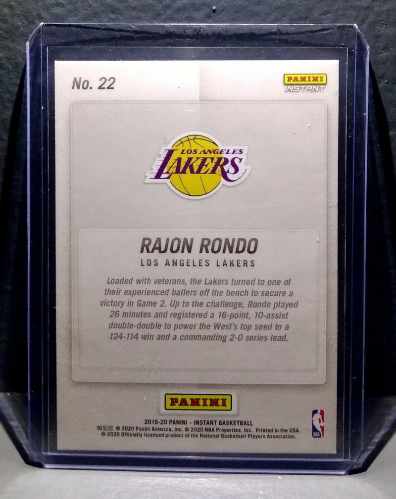 Rajon Rondo 2020 Panini LA Lakers NBA Champions #22 Basketball Card