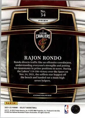 Rajon Rondo - 2021-22 Panini Select - #34 - Scope Prizms Basketball - Basketball Card Single