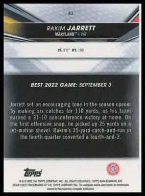 Rakim Jarrett 2022-23 Bowman’s Best University #83 Maryland Terrapins