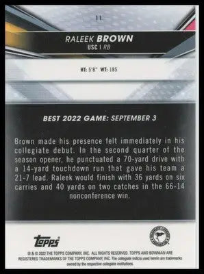 Raleek Brown 2022-23 Bowman’s Best University #11 USC Trojans