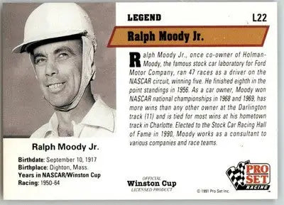Ralph Moody - 1991 Pro Set - #L22 - Legends Racing - Racing Card Single