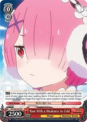 Ram With a Weakness to Cold - Re:ZERO Memory Snow - RZ/S68-E019 R - NM - TCG Card Single