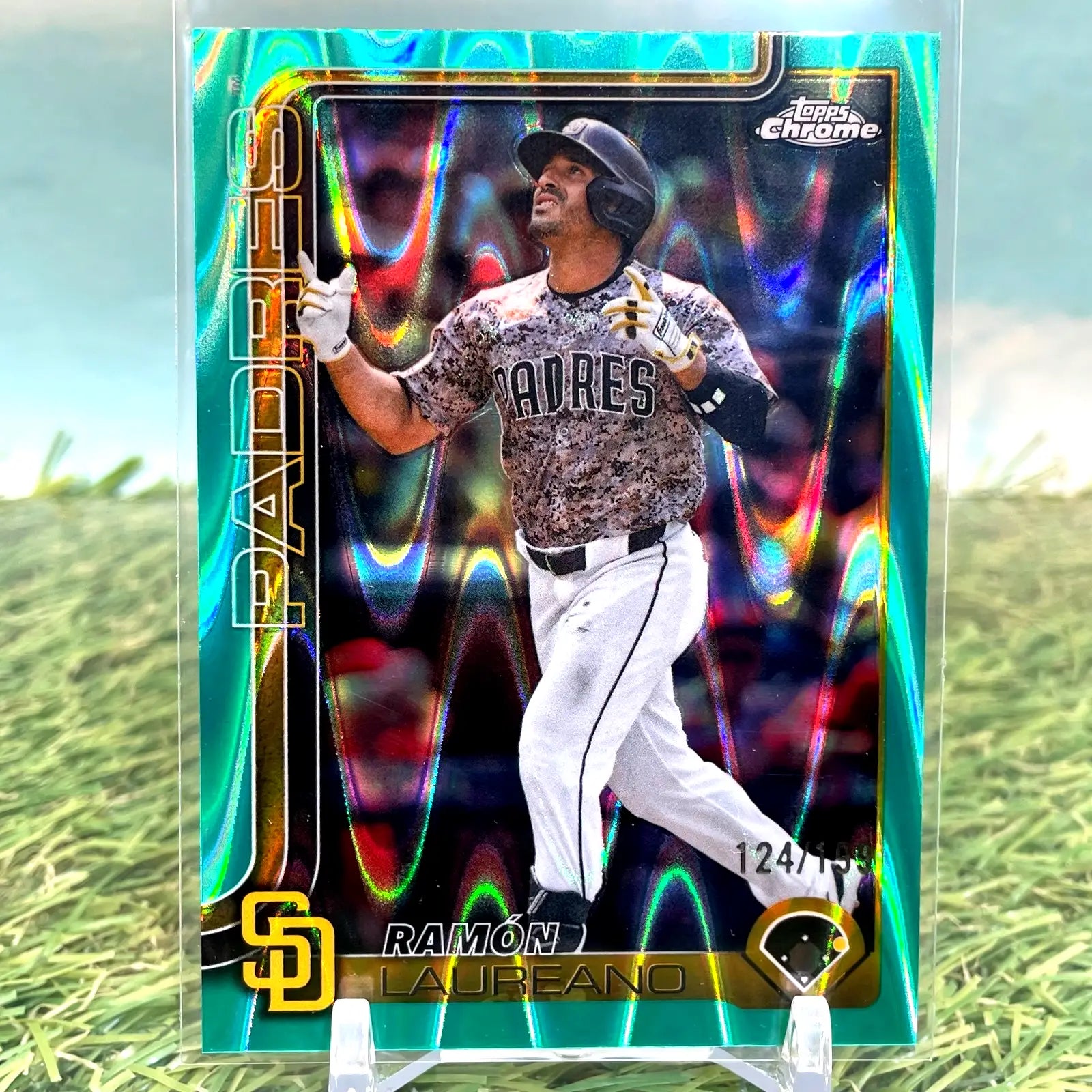 Ramon Laureano 2025 Topps Chrome Update Baseball Aqua Wave Refractor /199 #USC14 - Baseball Card Single