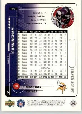 Randall Cunningham - 1999 Upper Deck MVP - #102 - Silver Script Football - Football Card Single