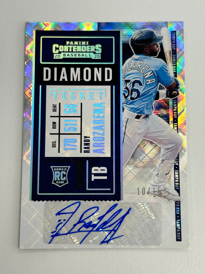 Randy Arozarena 2020 Panini Contenders Cracked Ice Auto #10/15 - Baseball Card Single