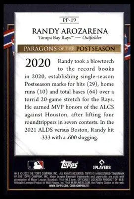 Randy Arozarena 2022 Topps Update Paragons Postseason #PP-19 Tampa Bay Rays - Baseball Card Single