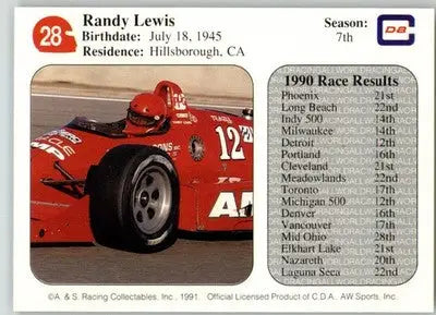 Randy Lewis - 1991 All World - #28 - Racing - Racing Card Single