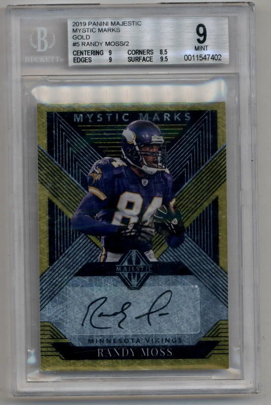 Randy Moss 2019 Majestic Gold Mystic Marks Auto 1/2 BGS 9 Mint - Football Card Single