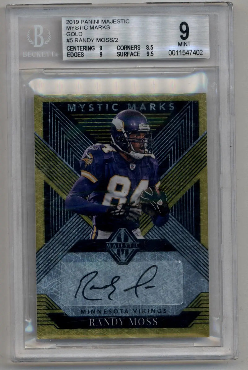 Randy Moss 2019 Majestic Gold Mystic Marks Auto 1/2 BGS 9 Mint - Football Card Single