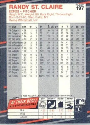 Randy St. Claire - 1988 Fleer - #197 - Baseball - Baseball Card Single
