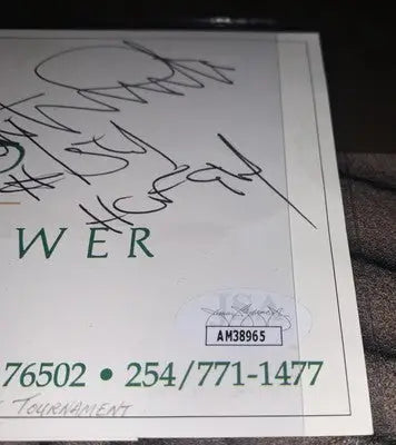 Autographed Dallas Cowboys Randy White golf card poster with JSA inscription