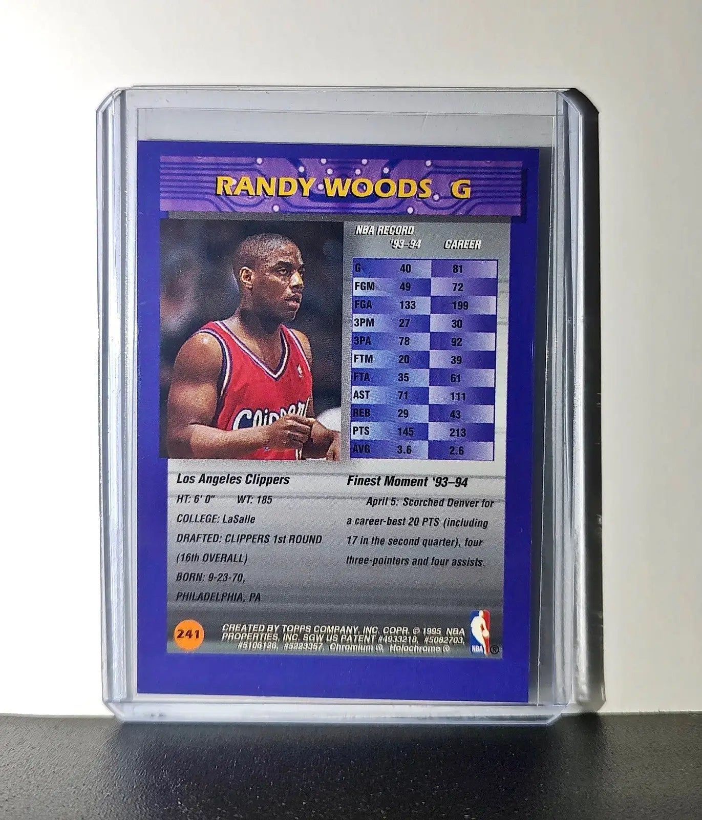 Randy Woods 1994-95 Topps Finest #241 Basketball Card