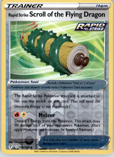 Rapid Strike Scroll of the Flying Dragon Evolving Skies 153/203 Rev Holo LP - Pokémon Card Single
