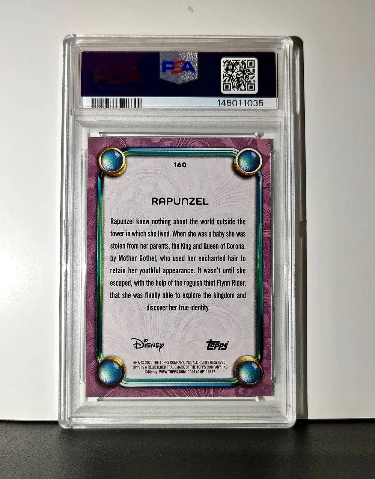 Rapunzel 2025 Topps Disney Cartoon Princess #160 Card Tangled PSA 8