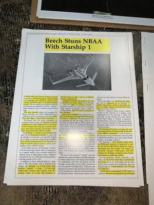 RARE 1983 Beechcraft Starship 1 Airplane Press Release Promo Kit Photo Specs + Other