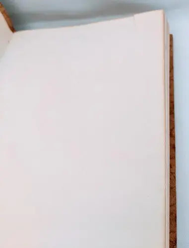 Open blank notebook with light pages and brown cover inspired by Miles Standish circa 1900