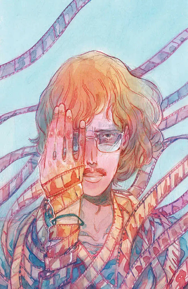 Artistic portrait with glasses in orange and blue for Rare Flavours trading cards