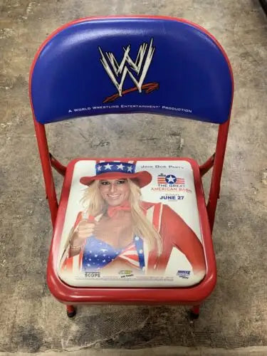 Red, white, and blue WWE Ringside VIP Chair from the 2004 Great American Bash event