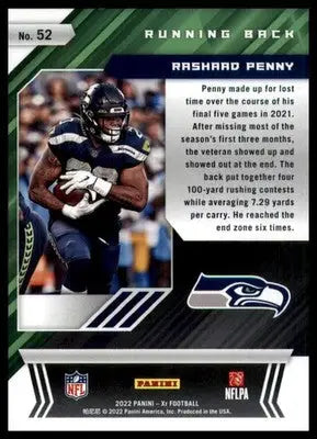 Rashaad Penny 2022 Panini XR Blue #/199 #52 Seattle Seahawks - Football Card Single