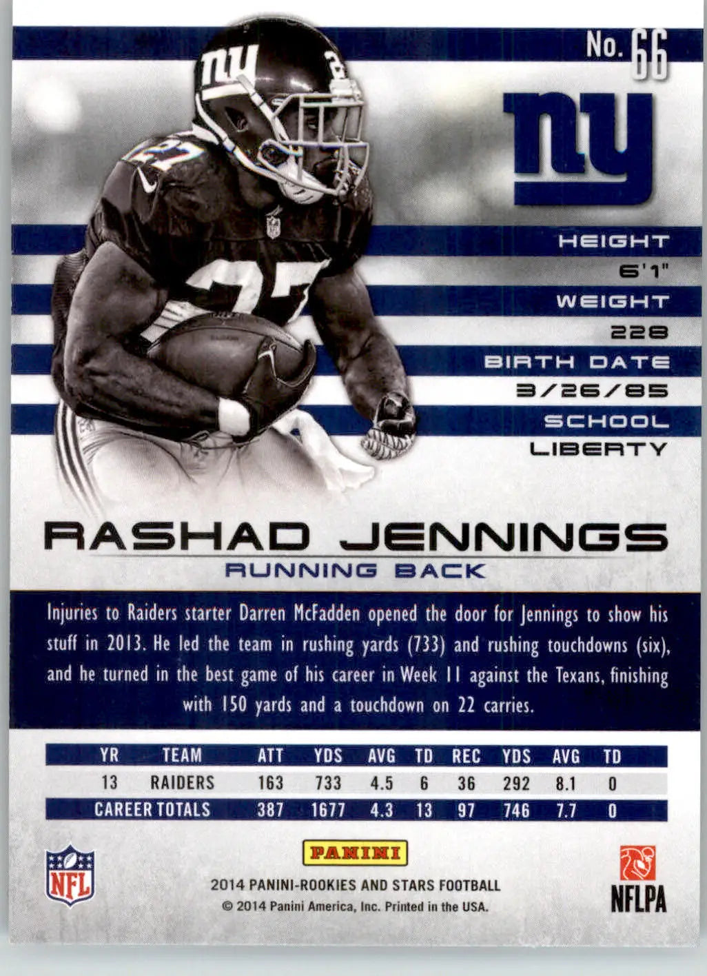 Rashad Jennings - 2014 Panini Rookies & Stars - #66 - Football - Football Card Single