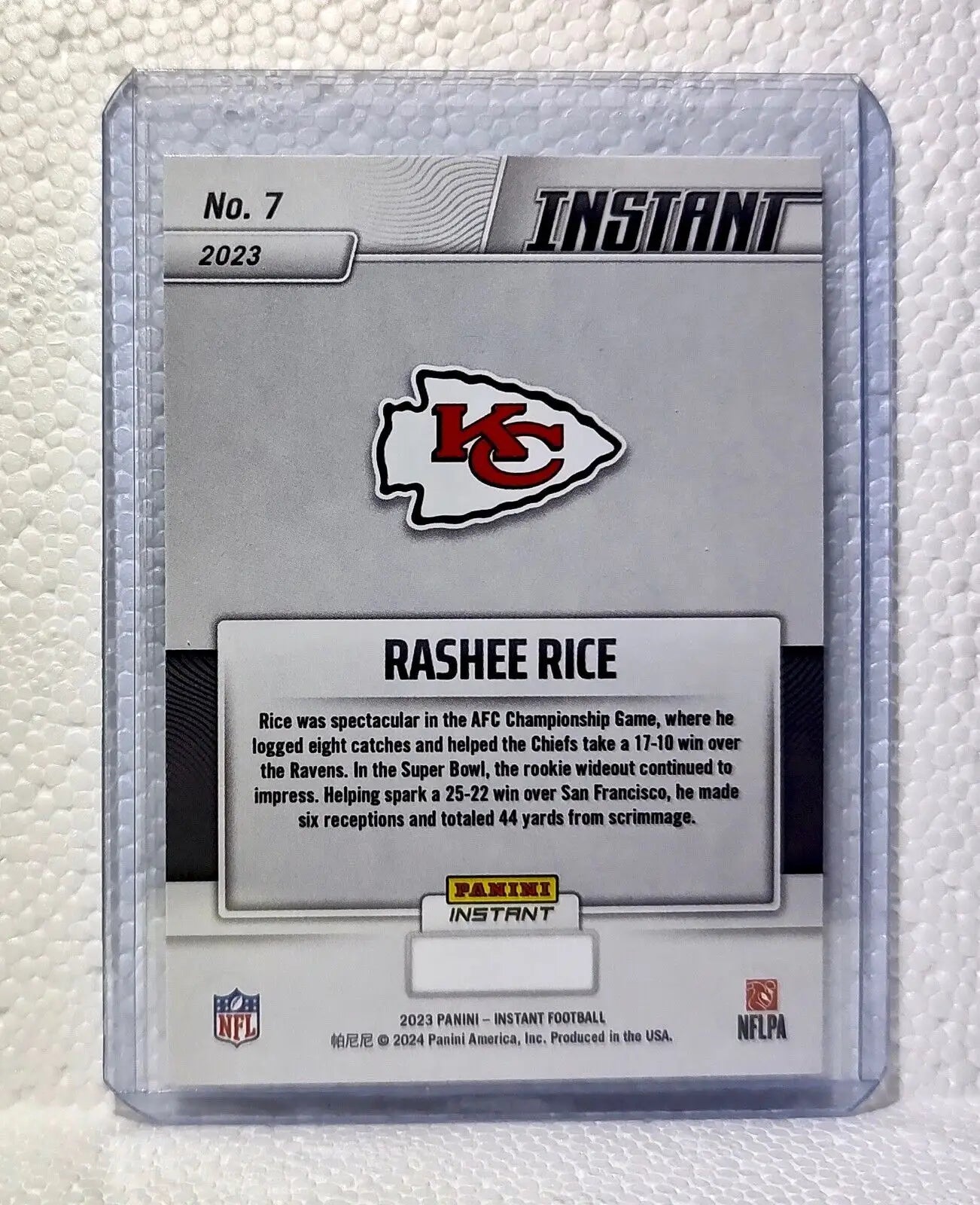 Rashee Rice 2023 Panini NFL Superbowl Champions #7 Card Kansas City Chiefs - Football Card Single