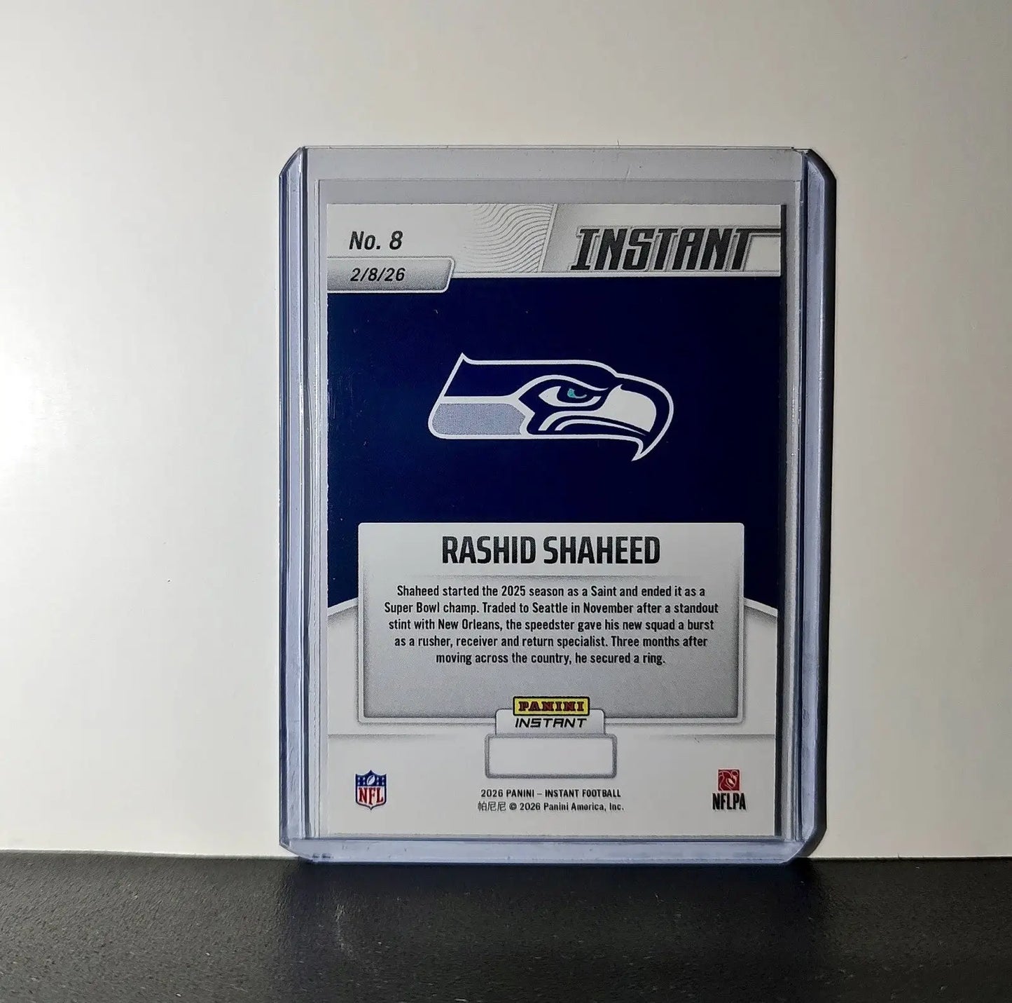 Rashid Shaheed 2026 Panini NFL Super Bowl LIX Champions #8 Card Seattle Seahawks - Football Card Single