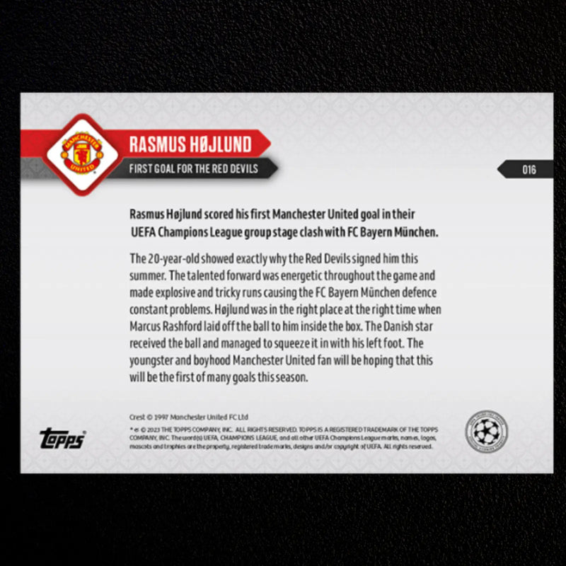 Rasmus Højlund First goal for the Red Devils UCL Topps Now #16 NM-MT - Other