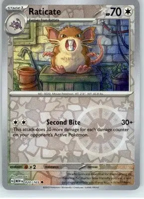 Raticate - SV: Scarlet & Violet 151 - Reverse Holo NM - #020/165 - Pokémon Card Single