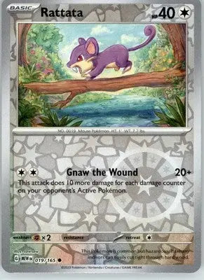 Rattata - 151 - 019/165 - Reverse Holo NM Pokemon - Pokémon Card Single
