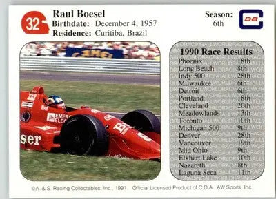 Raul Boesel - 1991 All World - #32 - Racing - Racing Card Single