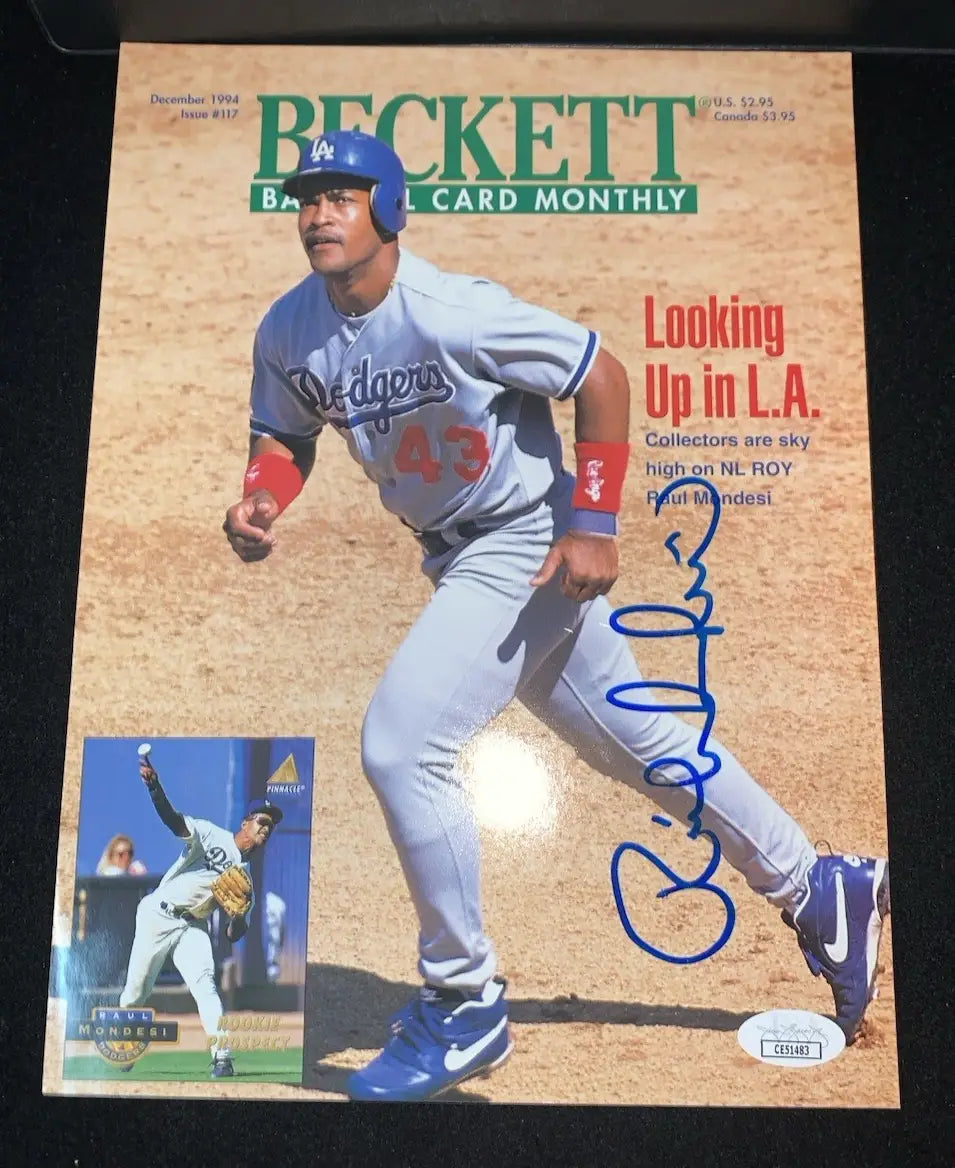 Raul Mondesi Beckett Magazine Auto Dec 1994 Los Angeles Dodgers Cover JSA - Sports Memorabilia (Jerseys balls helmets