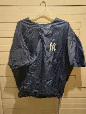 Rawlings Pullover Jacket Mens 3XL Yankees Navy Short Sleeve Windbreaker Logo - Apparel