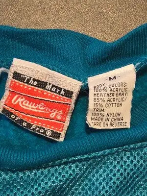 Rawlings Sweatshirt Mens M Teal Long Sleeve Striped Sleeves Script Logo Athletic - Apparel