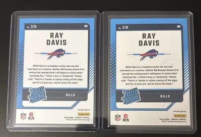Ray Davis 2 Card Optic Preview RC Lot 2024 Donruss Blue Wave Prizm + Pink Prizm - Football Card Single